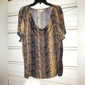 3X Plus Size Jaclyn Smith animal print top blouse dressy work shirt